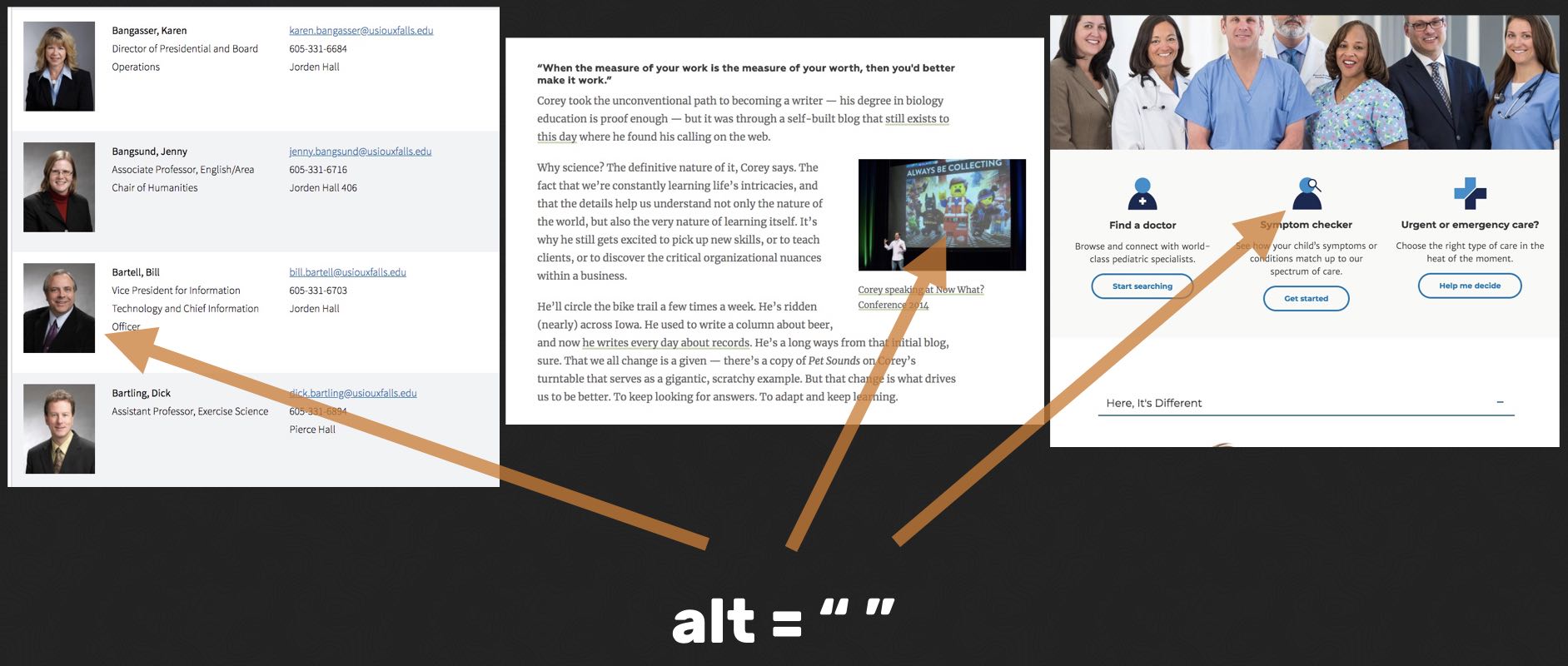 Three examples of adjacent text.