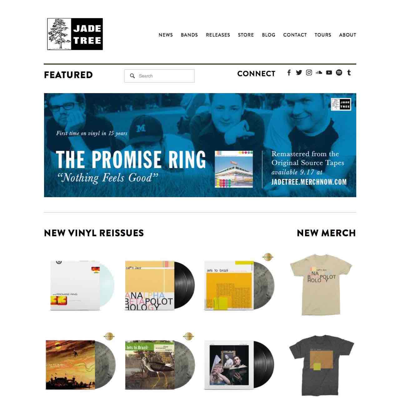 Home page for jade tree records, featuring a lot of unreadable images.