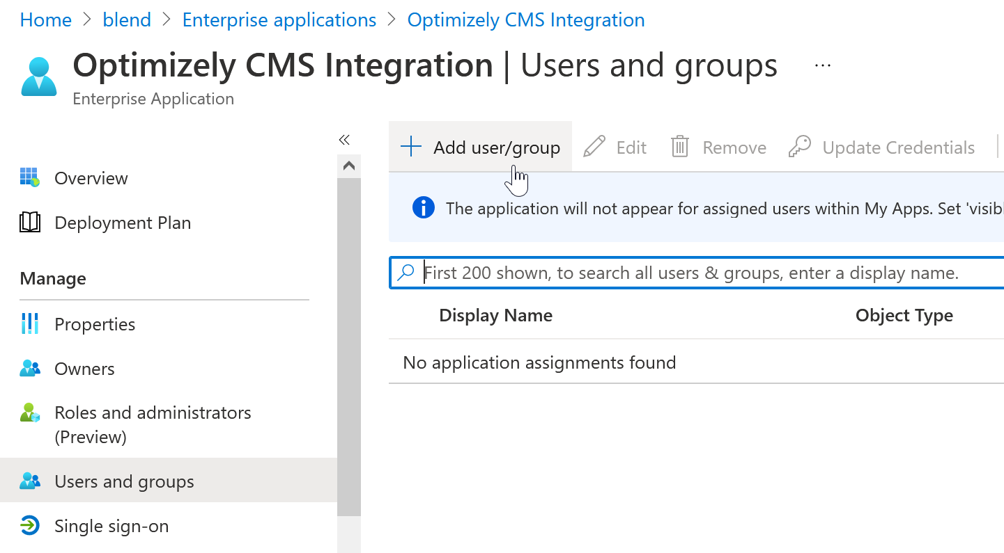 Users and Groups tab within Azure, showing someone adding a user/group.