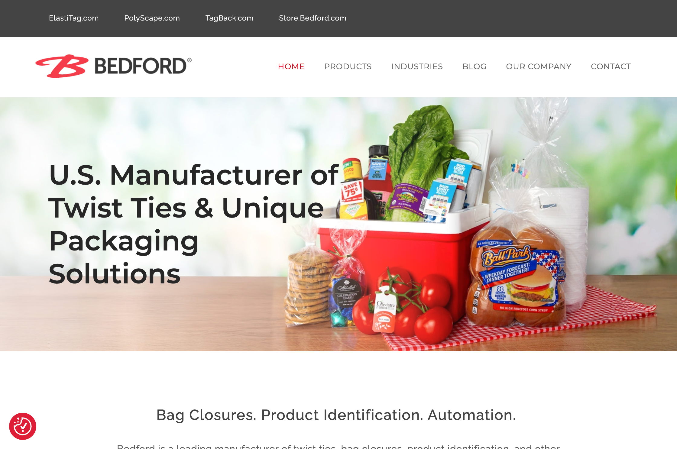 Screen shot of the Bedford's updated home page at desktop width.