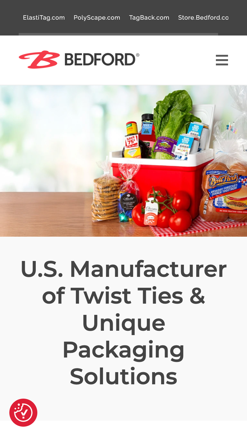 Screen shot of the Bedford's updated home page at mobile width.