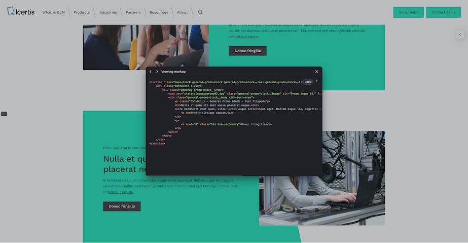 Screenshot of the Icertis design system.