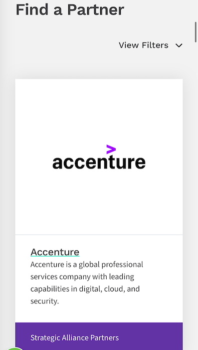 Screenshot of the Icertis partner page at mobile width.