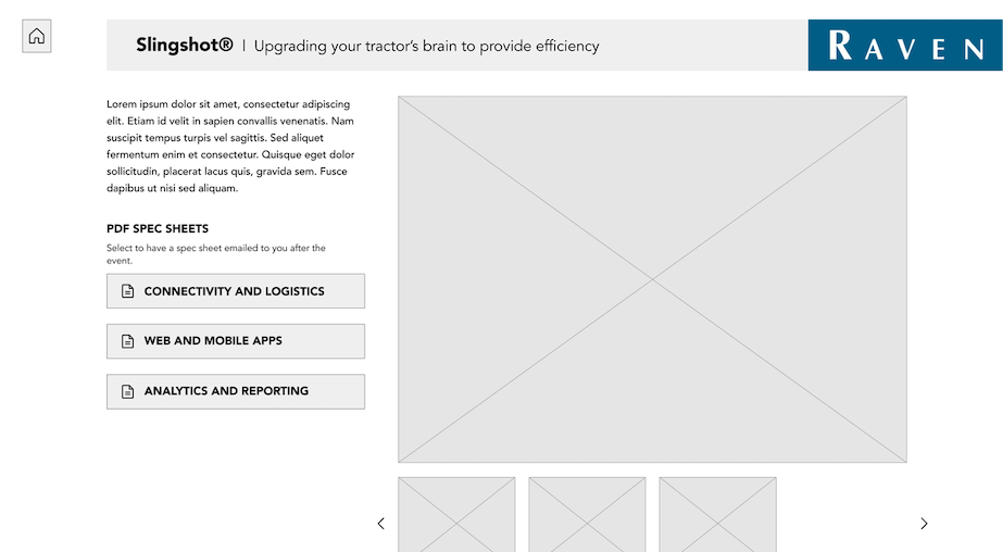 Screenshot of a Raven application early wireframe.