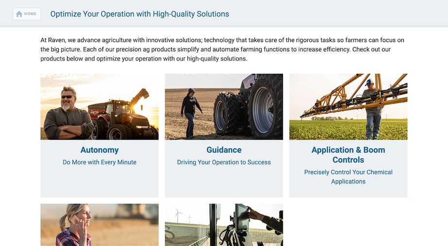 Screenshot of the Raven application's option select.