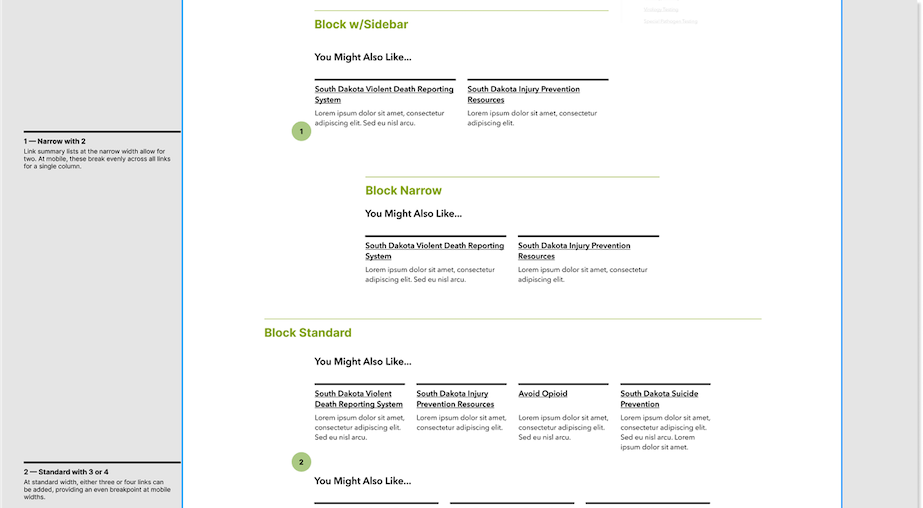 Screenshot of the South Dakota Department of Health wireframe.