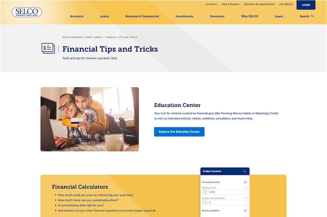 Screenshot of the SELCO insights page at desktop width.