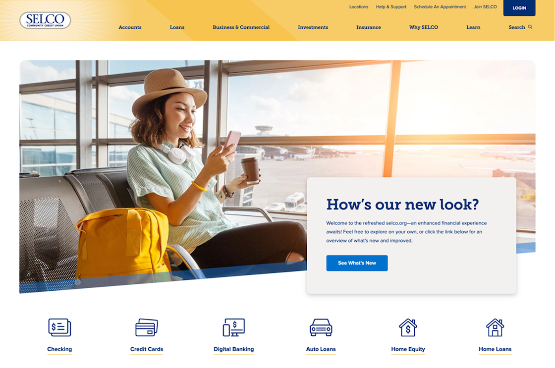 Screenshot of the SELCO home page at desktop width.